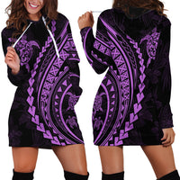 Polynesian Pride Hoodie Dress Turtle Hibiscus Luxury Style - Lilac - Wonder Print Shop