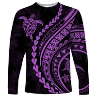 Polynesian Pride Long Sleeve Shirt Turtle Hibiscus Luxury Style - Lilac - Wonder Print Shop