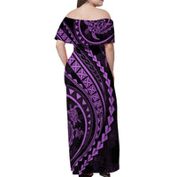 Polynesian Pride Off Shoulder Maxi Dress Turtle Hibiscus Luxury Style - Lilac - Wonder Print Shop