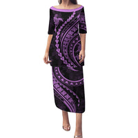 Polynesian Pride Puletasi Turtle Hibiscus Luxury Style - Lilac - Wonder Print Shop
