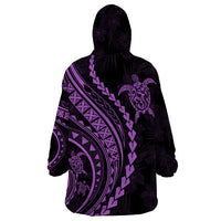 Polynesian Pride Wearable Blanket Hoodie Turtle Hibiscus Luxury Style - Lilac - Wonder Print Shop