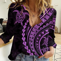 Polynesian Pride Women Casual Shirt Turtle Hibiscus Luxury Style - Lilac - Wonder Print Shop