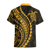 Polynesian Pride Hawaiian Shirt Turtle Hibiscus Luxury Style - Merigold - Wonder Print Shop