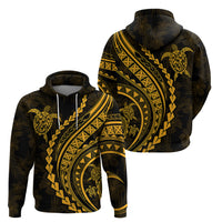 Polynesian Pride Hoodie Turtle Hibiscus Luxury Style - Merigold - Wonder Print Shop