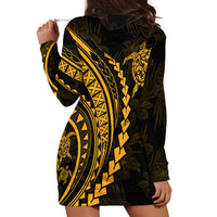 Polynesian Pride Hoodie Dress Turtle Hibiscus Luxury Style - Merigold - Wonder Print Shop