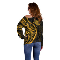 Polynesian Pride Off Shoulder Sweater Turtle Hibiscus Luxury Style - Merigold - Wonder Print Shop