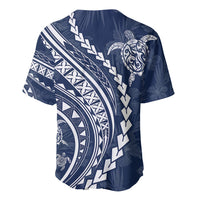 Polynesian Pride Baseball Jersey Turtle Hibiscus Luxury Style - Navy LT7 - Wonder Print Shop