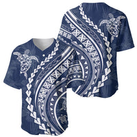 Polynesian Pride Baseball Jersey Turtle Hibiscus Luxury Style - Navy LT7 - Wonder Print Shop