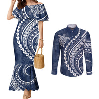 polynesian-pride-couples-matching-mermaid-dress-and-long-sleeve-button-shirts-turtle-hibiscus-luxury-style-navy