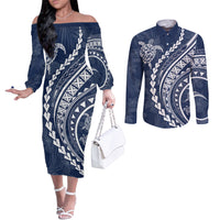 polynesian-pride-couples-matching-off-the-shoulder-long-sleeve-dress-and-long-sleeve-button-shirts-turtle-hibiscus-luxury-style-navy