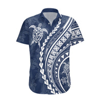 Polynesian Pride Hawaiian Shirt Turtle Hibiscus Luxury Style - Navy - Wonder Print Shop