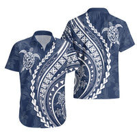 Polynesian Pride Hawaiian Shirt Turtle Hibiscus Luxury Style - Navy - Wonder Print Shop