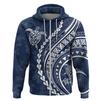 Polynesian Pride Hoodie Turtle Hibiscus Luxury Style - Navy - Wonder Print Shop
