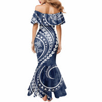 Polynesian Pride Mermaid Dress Turtle Hibiscus Luxury Style - Navy - Wonder Print Shop