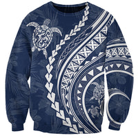 Polynesian Pride Sweatshirt Turtle Hibiscus Luxury Style - Navy - Wonder Print Shop