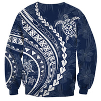 Polynesian Pride Sweatshirt Turtle Hibiscus Luxury Style - Navy - Wonder Print Shop