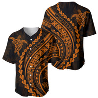 Polynesian Pride Baseball Jersey Turtle Hibiscus Luxury Style - Orange LT7 - Wonder Print Shop