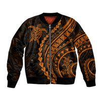 Polynesian Pride Bomber Jacket Turtle Hibiscus Luxury Style - Orange LT7 - Wonder Print Shop
