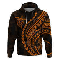 Polynesian Pride Hoodie Turtle Hibiscus Luxury Style - Orange - Wonder Print Shop