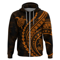 Polynesian Pride Hoodie Turtle Hibiscus Luxury Style - Orange - Wonder Print Shop
