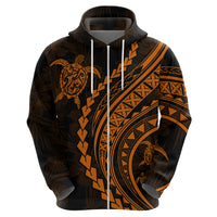 Polynesian Pride Hoodie Turtle Hibiscus Luxury Style - Orange - Wonder Print Shop
