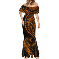 Polynesian Pride Mermaid Dress Turtle Hibiscus Luxury Style - Orange - Wonder Print Shop