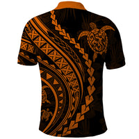 Polynesian Pride Polo Shirt Turtle Hibiscus Luxury Style - Orange - Wonder Print Shop