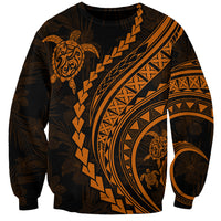 Polynesian Pride Sweatshirt Turtle Hibiscus Luxury Style - Orange - Wonder Print Shop