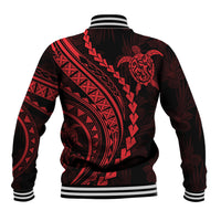 Polynesian Pride Baseball Jacket Turtle Hibiscus Luxury Style - Rose LT7 - Wonder Print Shop