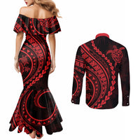 polynesian-pride-couples-matching-mermaid-dress-and-long-sleeve-button-shirts-turtle-hibiscus-luxury-style-rose