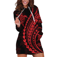 Polynesian Pride Hoodie Dress Turtle Hibiscus Luxury Style - Rose - Wonder Print Shop