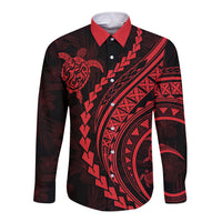 Polynesian Pride Long Sleeve Button Shirt Turtle Hibiscus Luxury Style - Rose - Wonder Print Shop