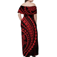 Polynesian Pride Off Shoulder Maxi Dress Turtle Hibiscus Luxury Style - Rose - Wonder Print Shop