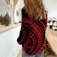 Polynesian Pride Women Casual Shirt Turtle Hibiscus Luxury Style - Rose - Wonder Print Shop