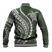 Polynesian Pride Baseball Jacket Turtle Hibiscus Luxury Style - Sage LT7 - Wonder Print Shop