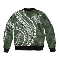 Polynesian Pride Bomber Jacket Turtle Hibiscus Luxury Style - Sage LT7 - Wonder Print Shop