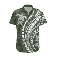 Polynesian Pride Hawaiian Shirt Turtle Hibiscus Luxury Style - Sage - Wonder Print Shop