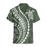 Polynesian Pride Hawaiian Shirt Turtle Hibiscus Luxury Style - Sage - Wonder Print Shop