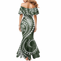 Polynesian Pride Mermaid Dress Turtle Hibiscus Luxury Style - Sage - Wonder Print Shop