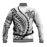 Polynesian Pride Baseball Jacket Turtle Hibiscus Luxury Style - White LT7 - Wonder Print Shop