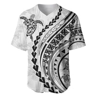 Polynesian Pride Baseball Jersey Turtle Hibiscus Luxury Style - White LT7 - Wonder Print Shop