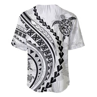 Polynesian Pride Baseball Jersey Turtle Hibiscus Luxury Style - White LT7 - Wonder Print Shop