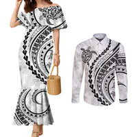 polynesian-pride-couples-matching-mermaid-dress-and-long-sleeve-button-shirts-turtle-hibiscus-luxury-style-white