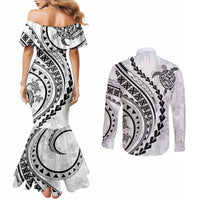 polynesian-pride-couples-matching-mermaid-dress-and-long-sleeve-button-shirts-turtle-hibiscus-luxury-style-white