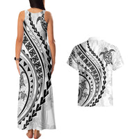 Polynesian Pride Couples Matching Tank Maxi Dress and Hawaiian Shirt Turtle Hibiscus Luxury Style - White LT7 - Wonder Print Shop