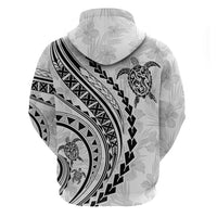 Polynesian Pride Hoodie Turtle Hibiscus Luxury Style - White - Wonder Print Shop