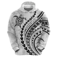 Polynesian Pride Hoodie Turtle Hibiscus Luxury Style - White - Wonder Print Shop