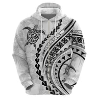 Polynesian Pride Hoodie Turtle Hibiscus Luxury Style - White - Wonder Print Shop