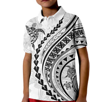 Polynesian Pride Kid Polo Shirt Turtle Hibiscus Luxury Style - White - Wonder Print Shop