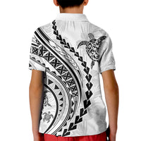 Polynesian Pride Kid Polo Shirt Turtle Hibiscus Luxury Style - White - Wonder Print Shop